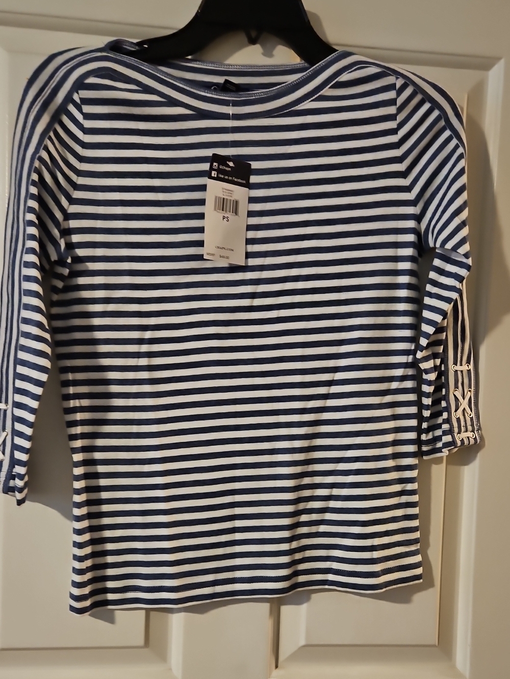 Chaps Petite S Blue & White Striped Top NWT